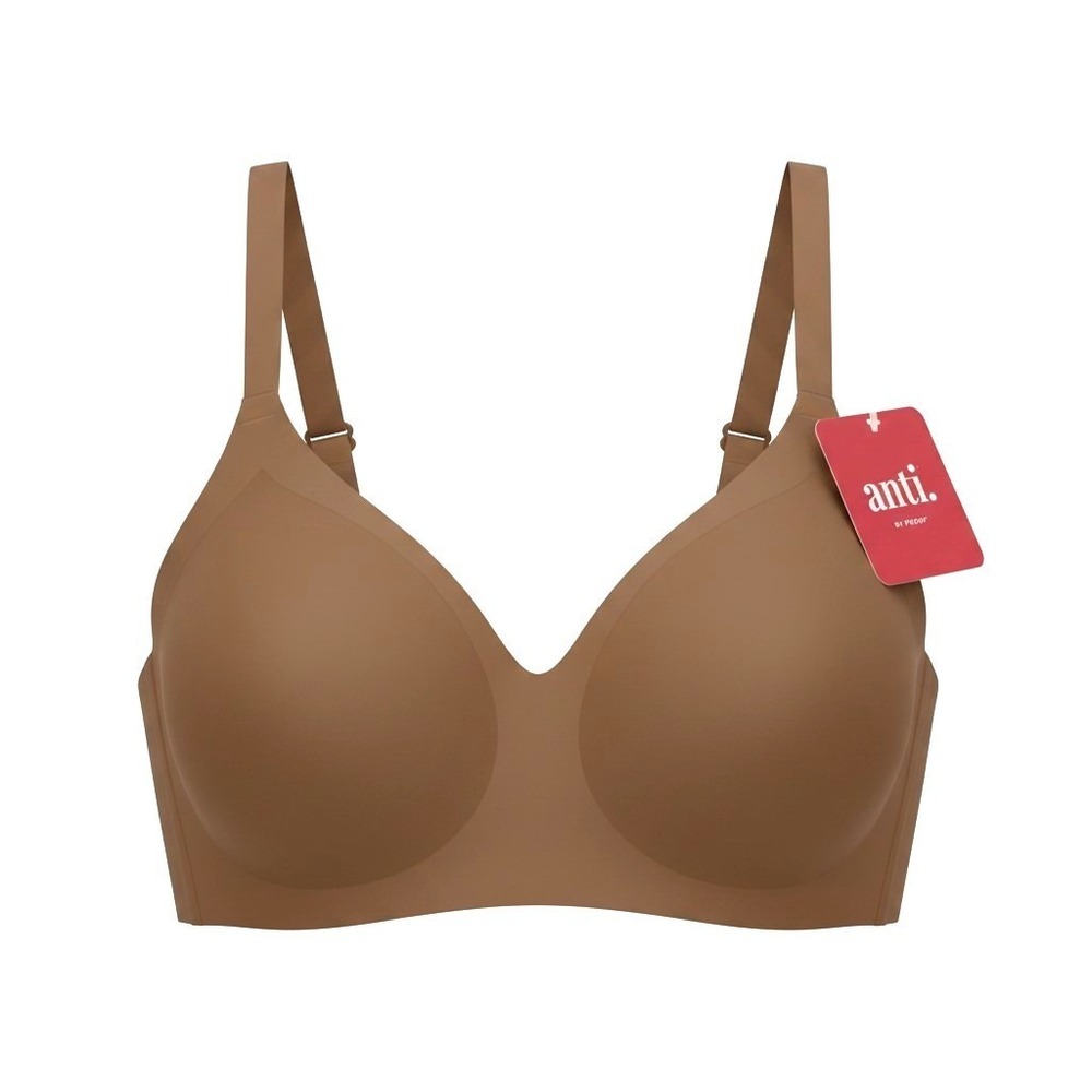 (C-84)Anti Proof Wireless Bra XS Brown Seamless Comfort Stretch‎ QVC New